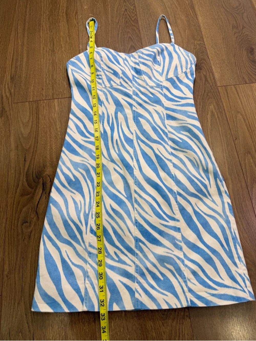 Derek Lam 10 Crosby Blair Bustier Mini Dress In Blue Zebra Stripe Size 4 - Picture 10 of 10
